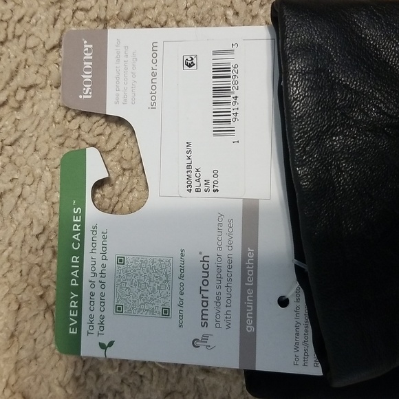 Isotoner Women's Genuine Leather Black Gloves, Size S/M, NWT - Picture 4 of 4